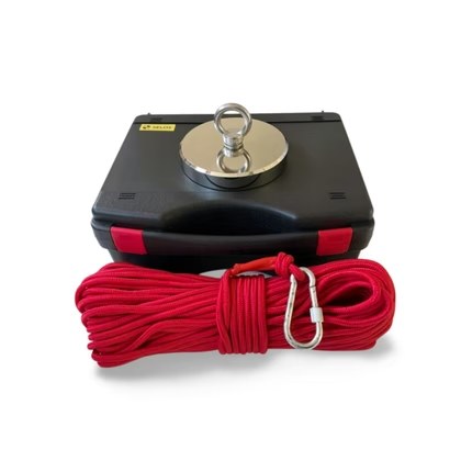 Profesionalni komplet za ribolov z magnetom (ribiški magnet + vrv 30 m, + potovalna škatla) (Enostrani ribiški magnet: 300 kg)